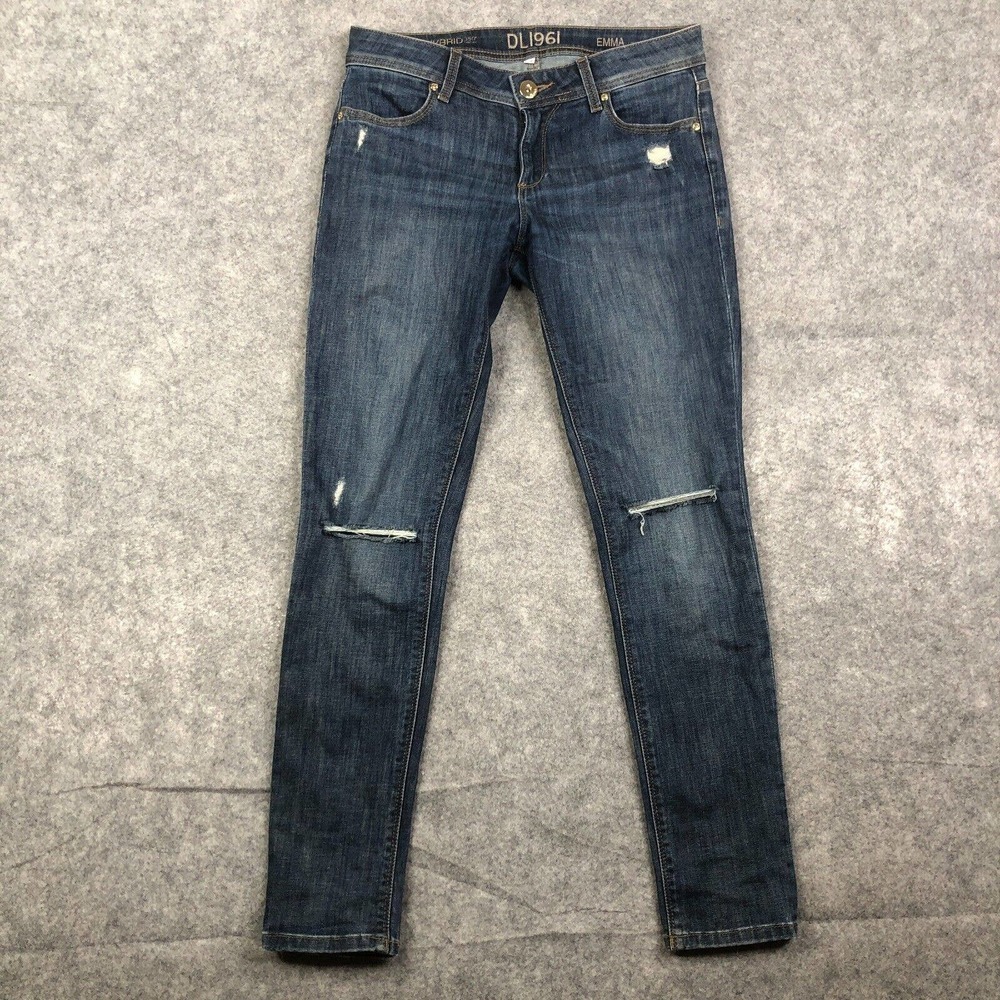 DL1961 Womens Emma Power Skinny Jeans Blue 28 Mid Rise Dark Wash